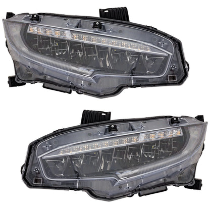2X LED Headlight for Honda Civic (2019) - Left & Right with Bulbs