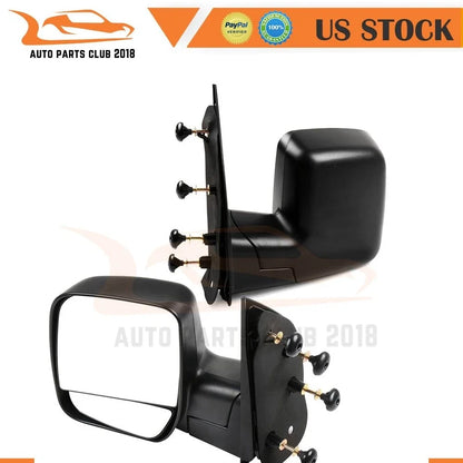 Black Manual Folding Mirror Pair for Ford Econoline (2003–2014)
