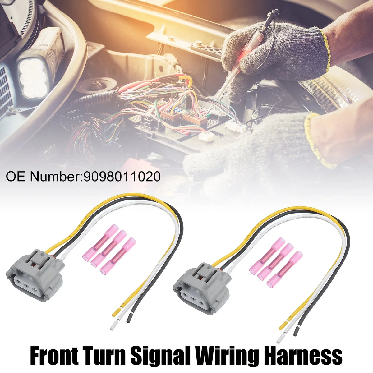 Front Turn Signal Wiring Harness Connector Plug for Toyota (1 Set)