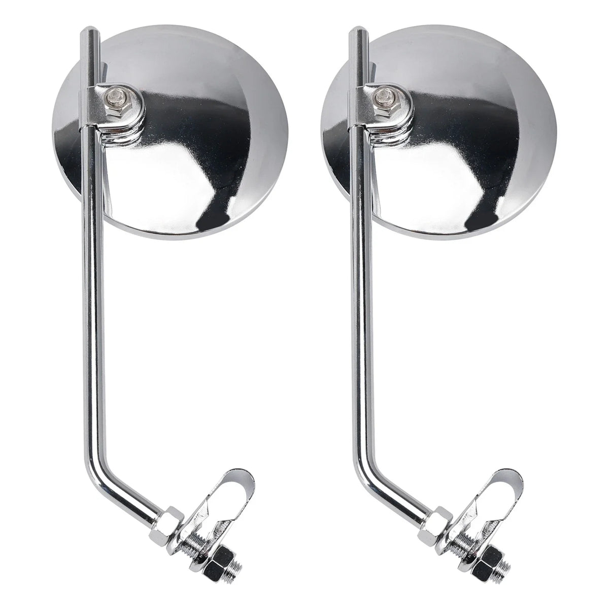 Pair Chrome Clamp On Mirrors for Motorcycle (7/8" Handlebar Mount)