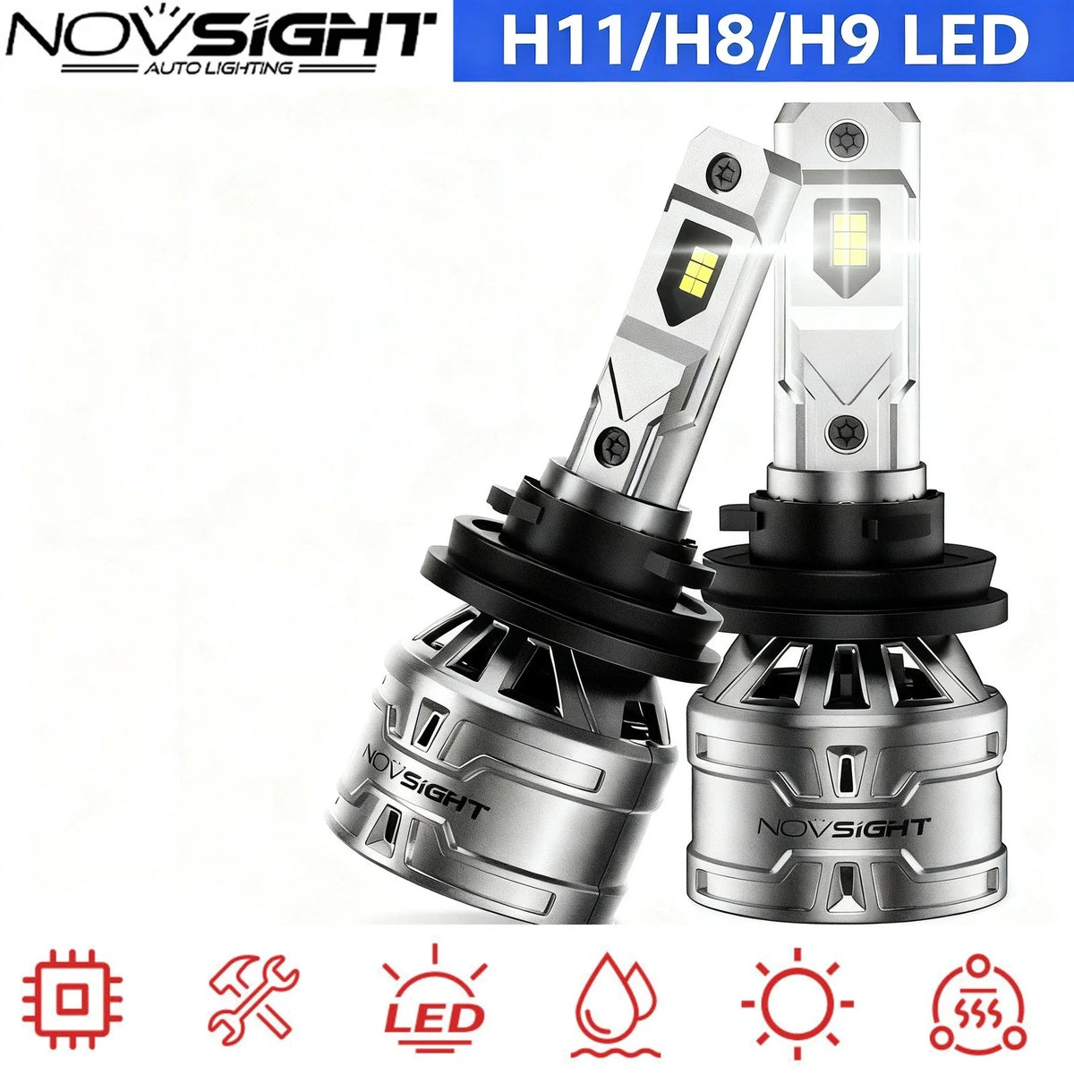 LED Headlight Bulbs Kit H11 (2X) for H9 H8 - 6500K
