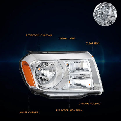 Chrome/Amber Passenger Side Headlight Lamp for Honda Pilot 2012-2015