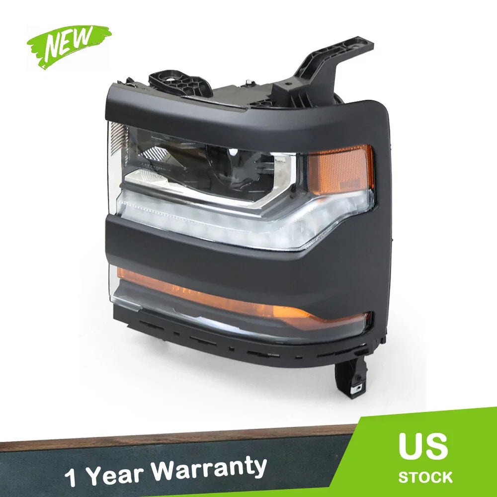Headlight for Chevy Silverado 1500 (2016–2018) Black HID/Xenon with LED DRL