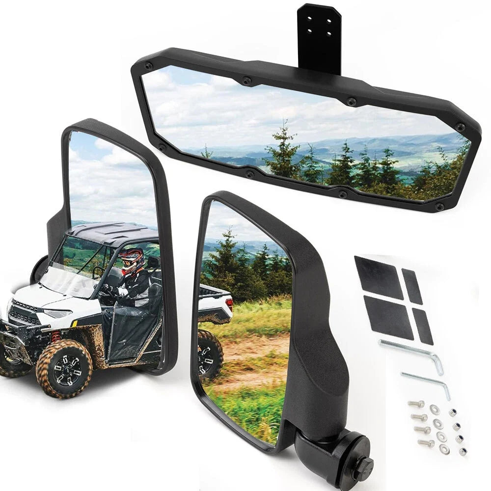 Set of 3 Rearview Mirrors for Polaris Ranger 1000 XP (2017–2024)