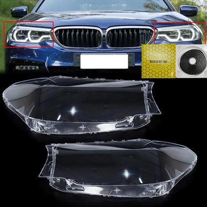 Headlight Lens Cover Pair - Clear for BMW 5 Series G30 G31 G38 2016-2020