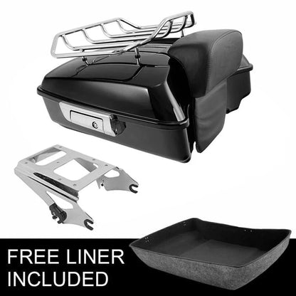 Chopped Trunk Backrest with Chrome Mounting Rack for Harley Road King 2009-2013