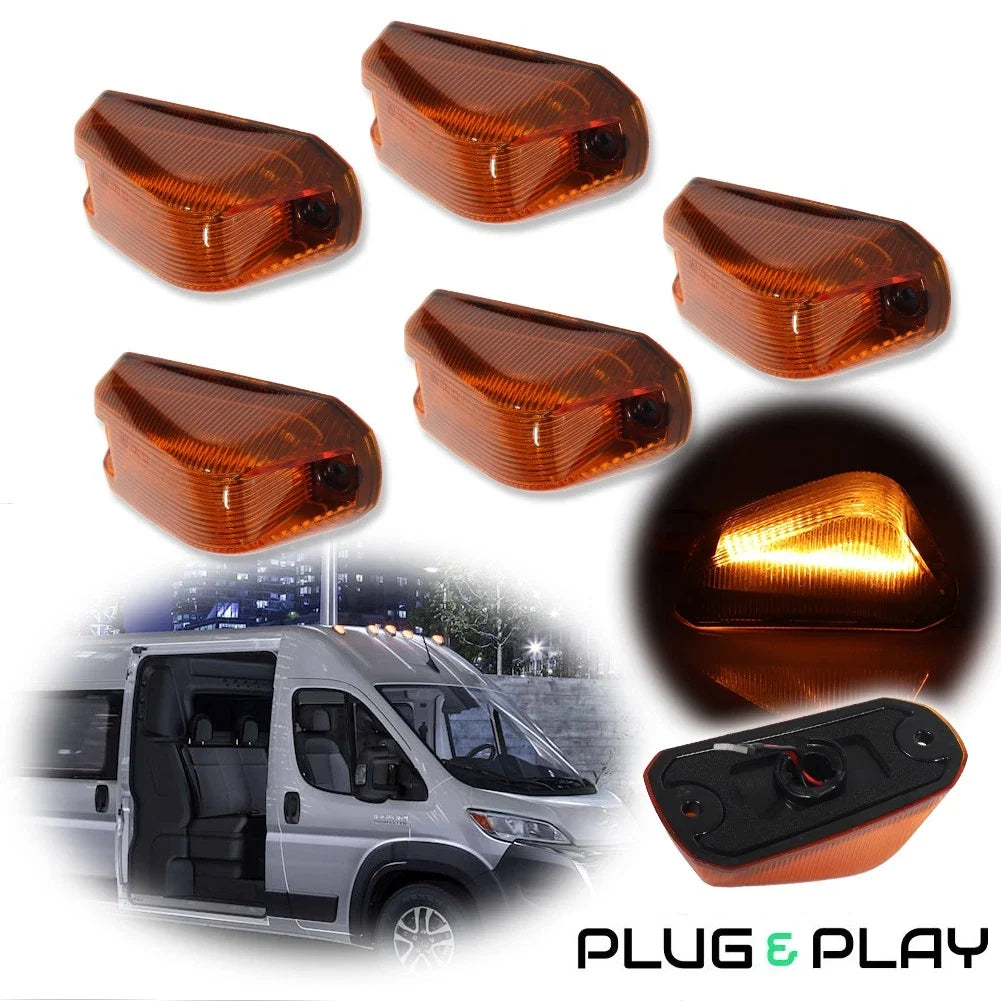 5X Amber LED Front Cab Roof Marker Lights for Dodge RAM Promaster