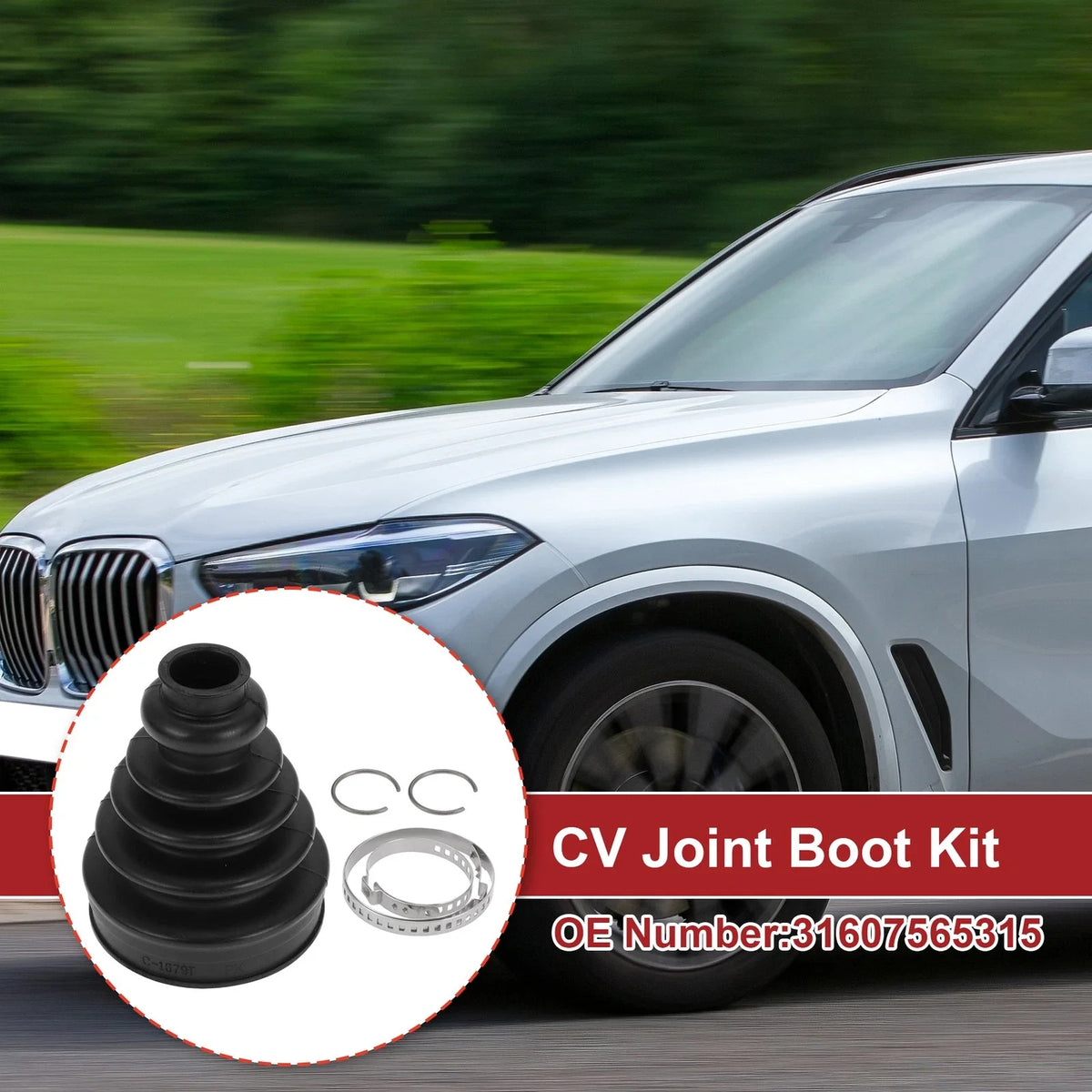 Inner CV Joint Boot Kit with Clamps for BMW X5 (2000–2006) - 31607565315