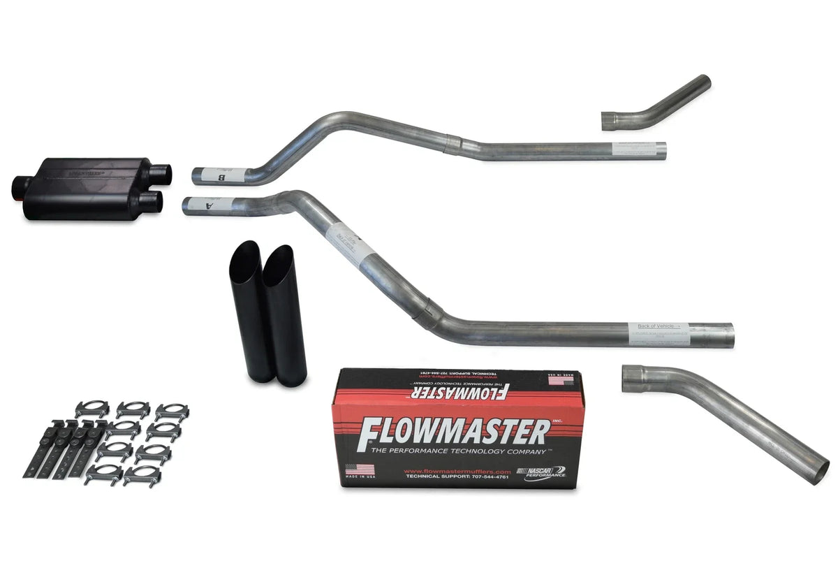 Dual Exhaust Kit for Chevy Blazer (1992–1994) - Flowmaster Super 44 Black Tip
