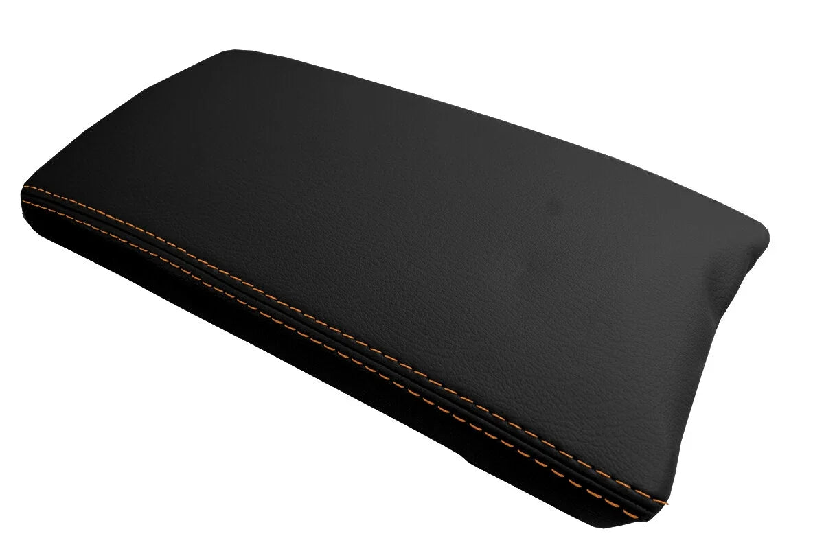 Leather Console Lid Armrest Cover for Toyota Prius (2010–2015) Orange Stitch