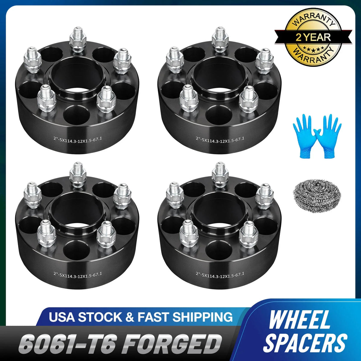 Set of 4 Wheel Spacers for 5x114.3 Bolt Pattern (67.1mm Hub)