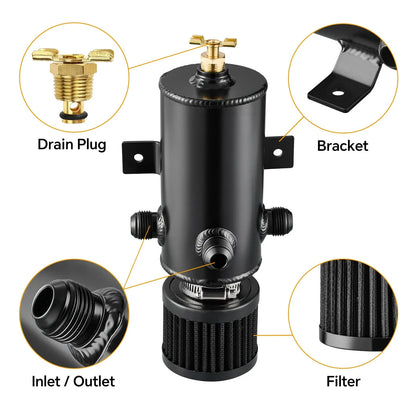 Universal 750ml Oil Catch Can with Baffled Breather Filter 3-AN10