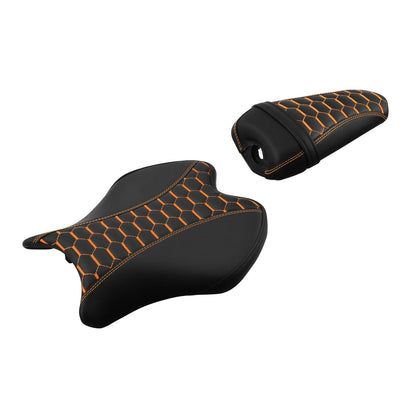 Black Orange Driver & Passenger Seat Set for Yamaha YZF R6 2017-2022