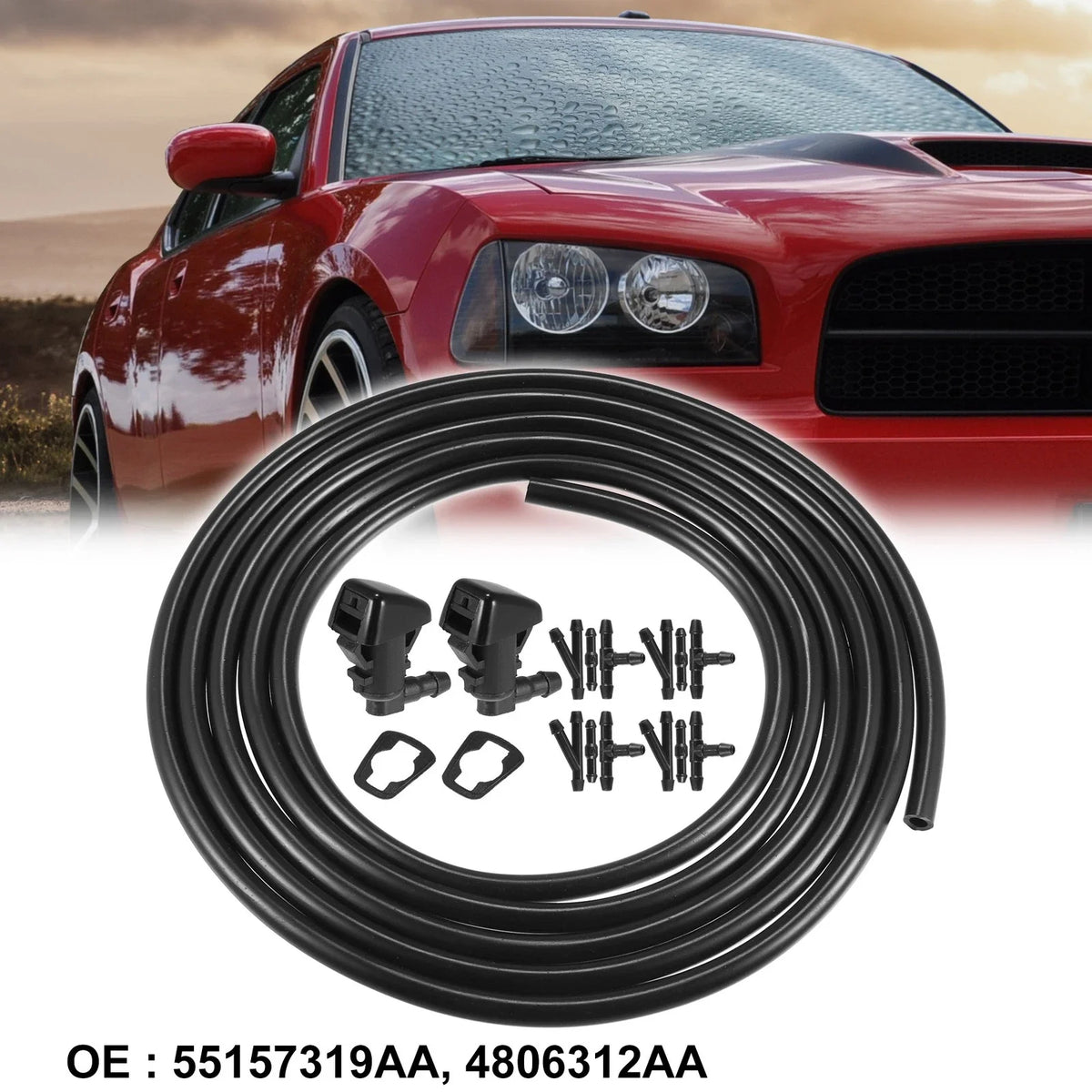 2X Windshield Washer Nozzle Hose Kit for Dodge Liberty (2002–2007) 55157319AA