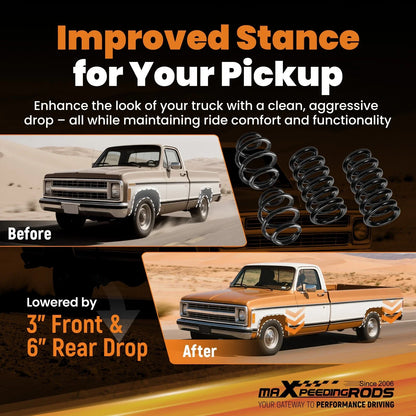 Lowering Springs 3/6" Drop for 2WD Chevy C10 GMC C15 (1963-1972)