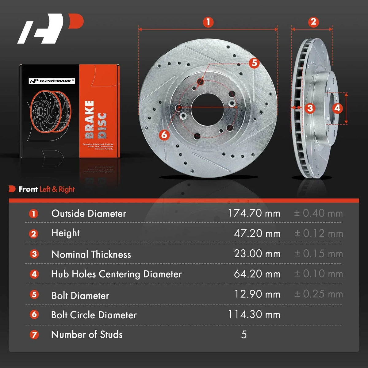 Drilled Front Brake Rotors for Honda CR-V (2002-2004)