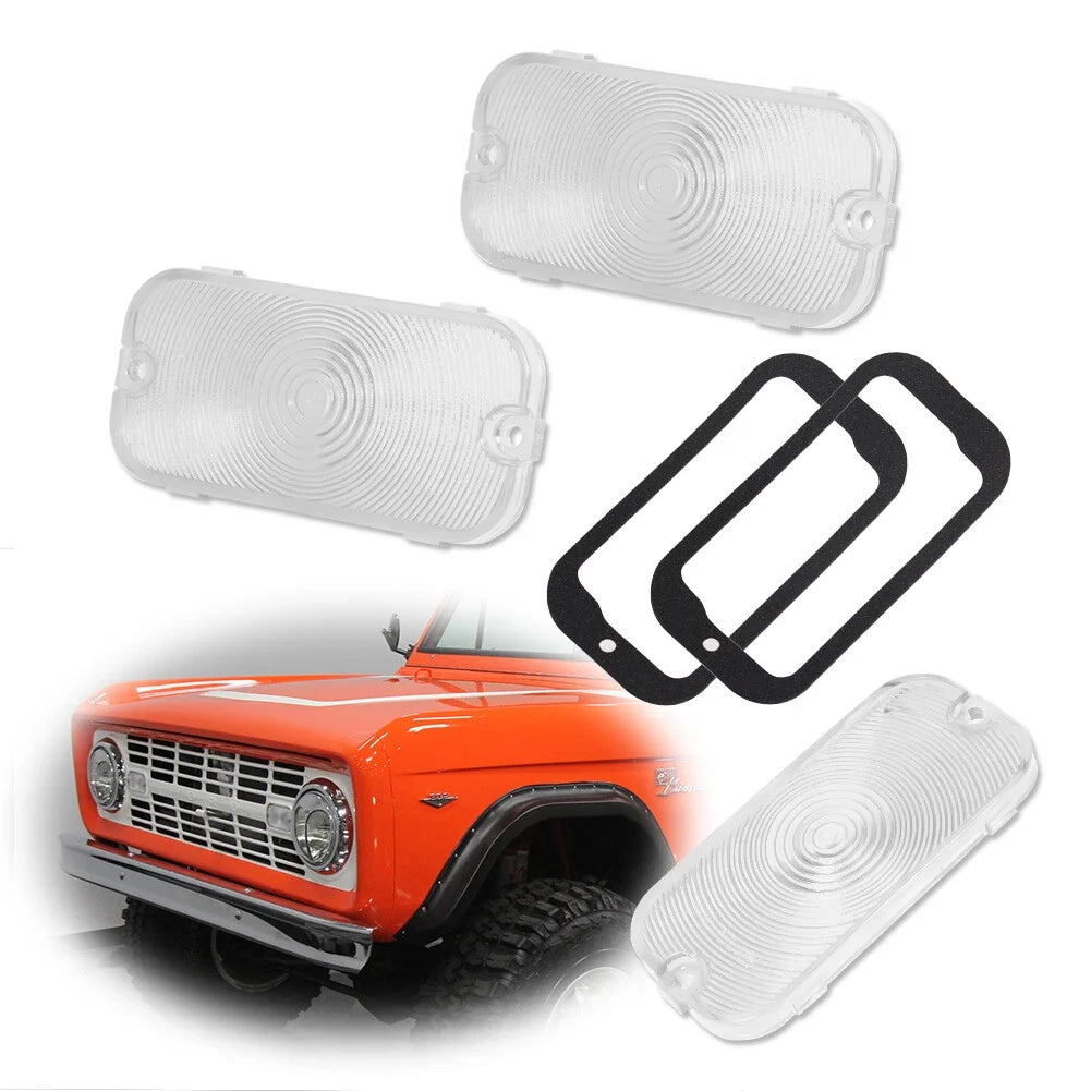 Clear Front Turn Signal Light Lens Set for Ford Bronco (1966–1968)