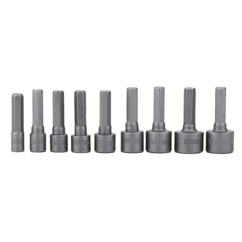 9pcs Metric Hex Socket Drill Bit Set for (5mm-13mm)