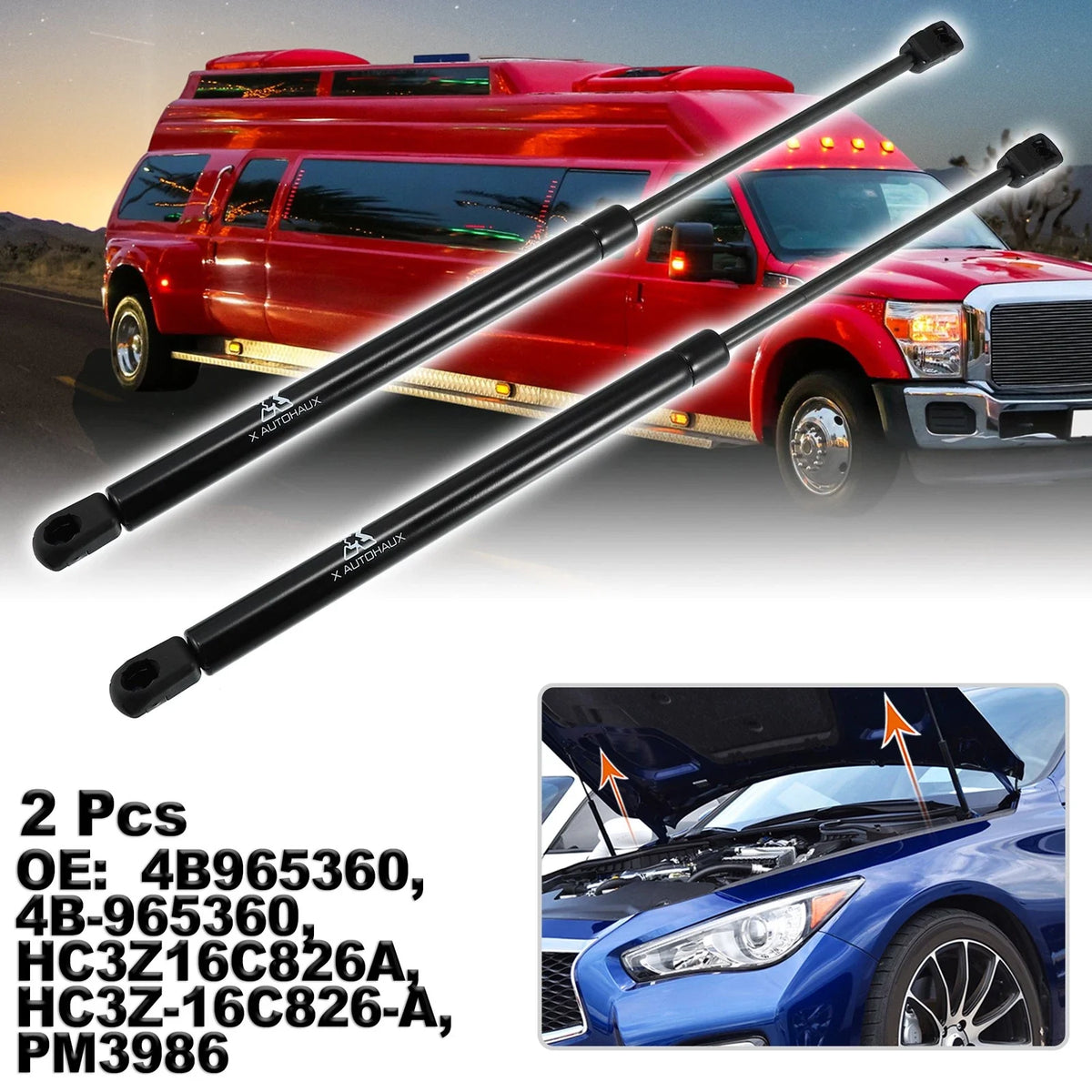 2 Pcs Front Hood Gas Lift Supports Struts HC3Z16C826A for Ford F250 (2011–2016)