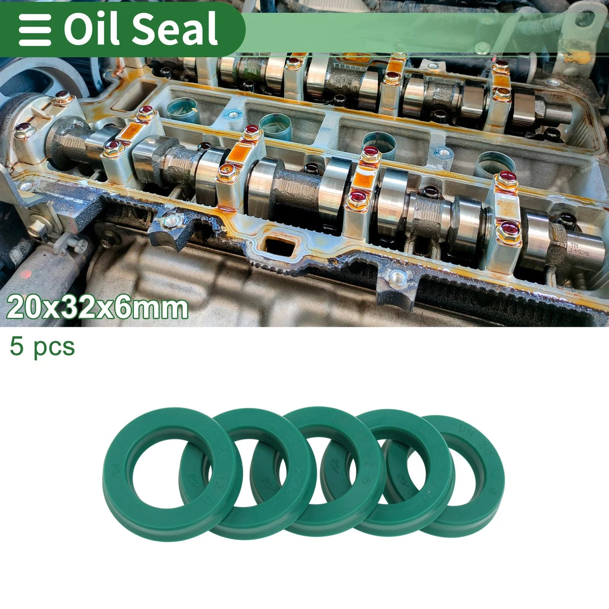 Set of 5 Oil Seal Ring 20x32x6mm for Rotary Shaft (High Pressure)