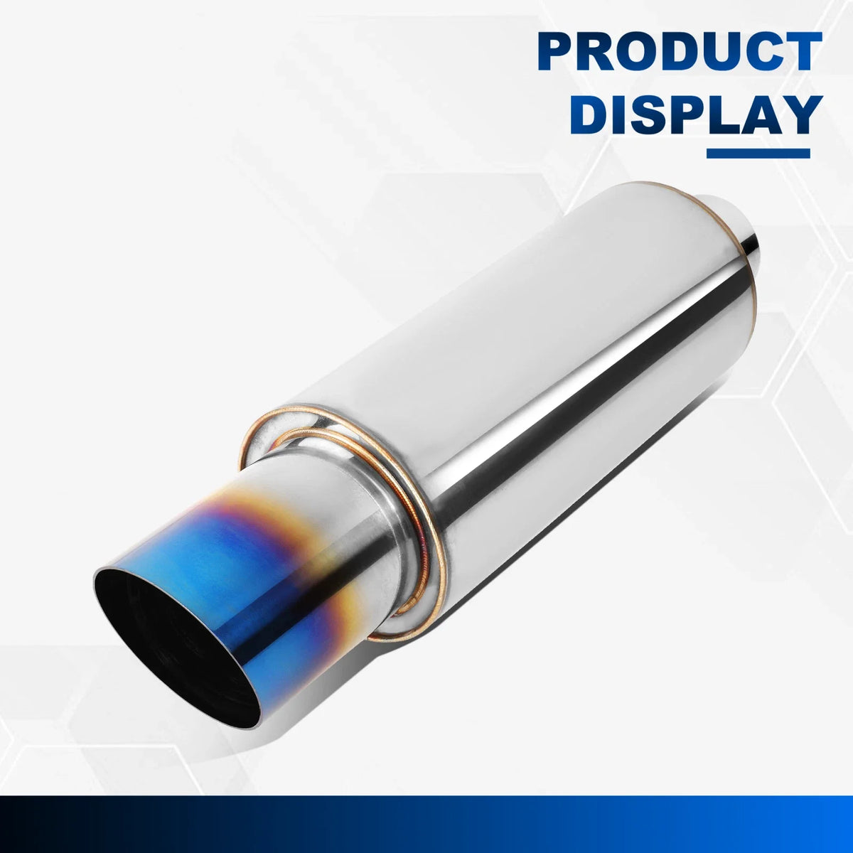 3" Burnt Diagonal Tip Round Stainless Steel Exhaust Muffler for