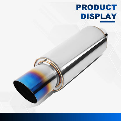 3" Burnt Diagonal Tip Round Stainless Steel Exhaust Muffler for