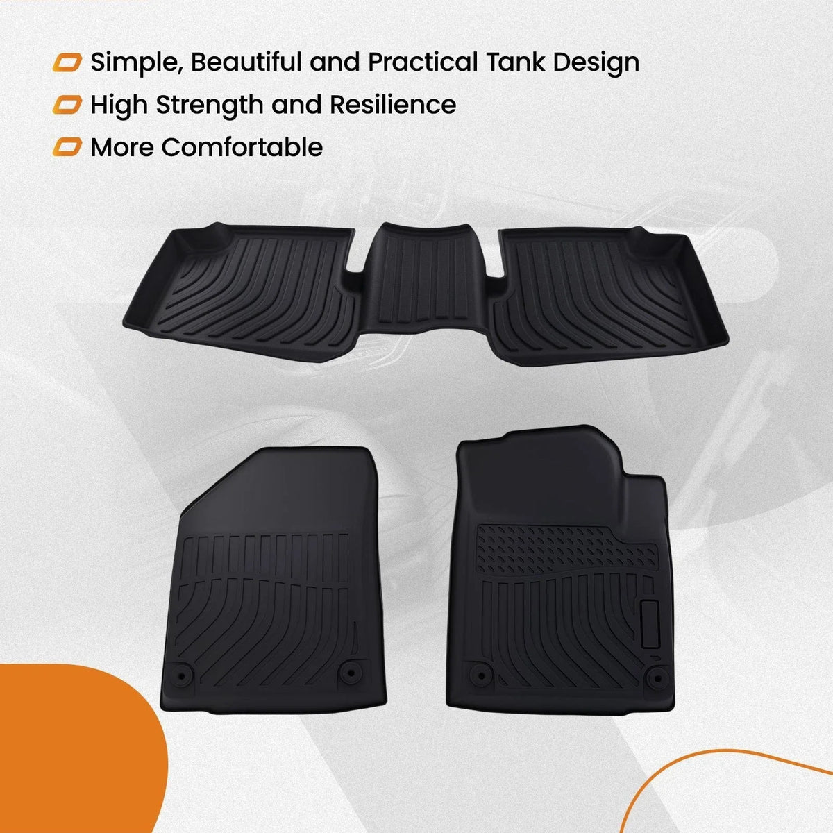 4-Piece Set of Black Anti-Slip TPE Floor Mats for Jeep Cherokee 2015-2023