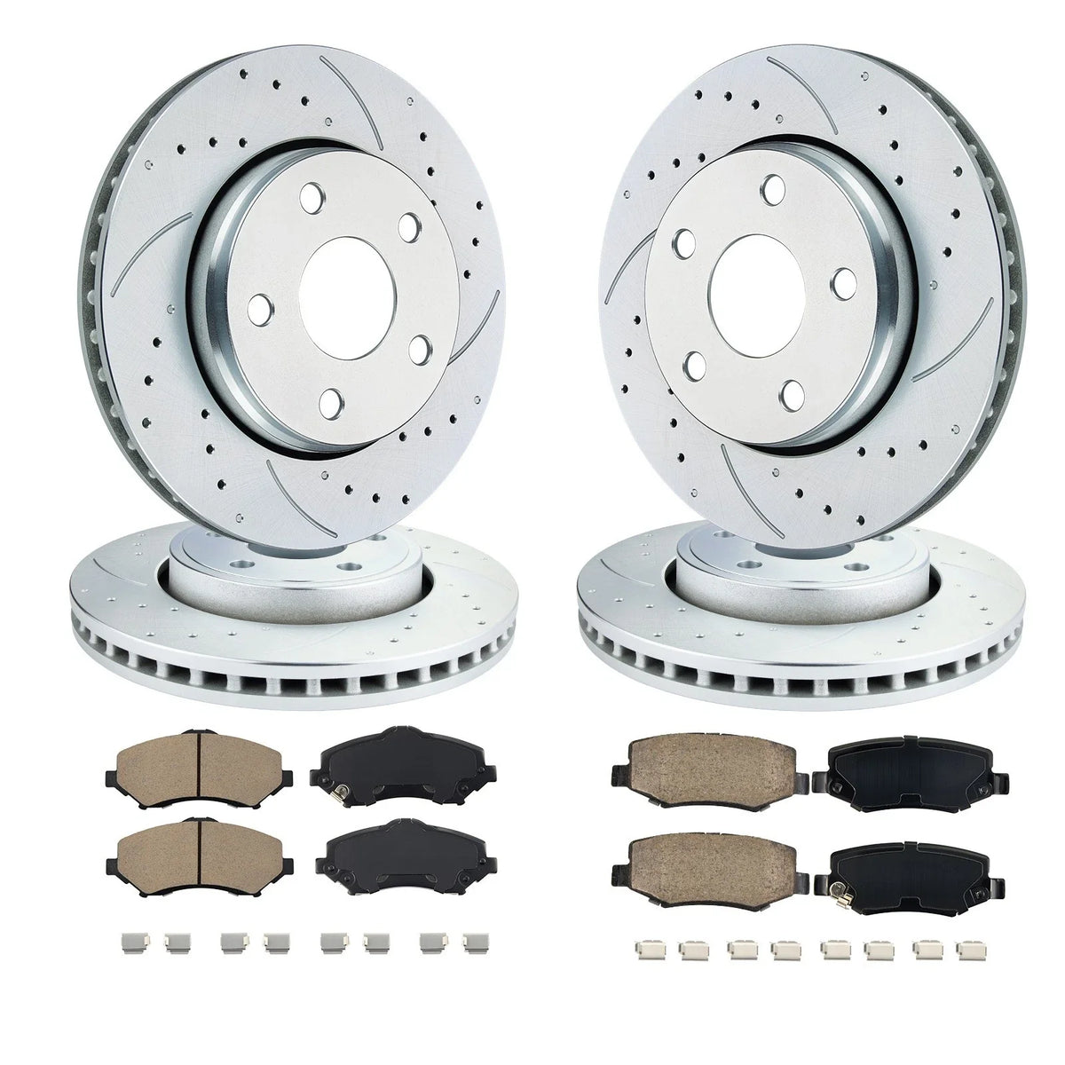 Ceramic Brake Pads & Drilled Rotors Set for Jeep Wrangler JK 2007-2018