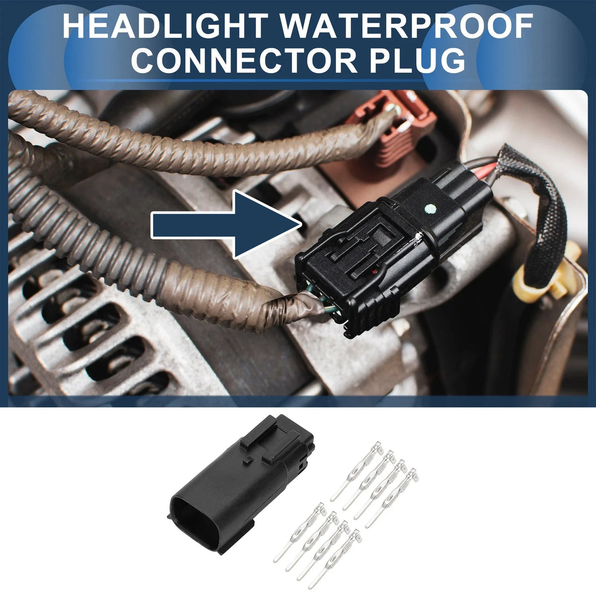 8 Pin Waterproof Headlight Connector Plug for Ford Buick (1 Set)