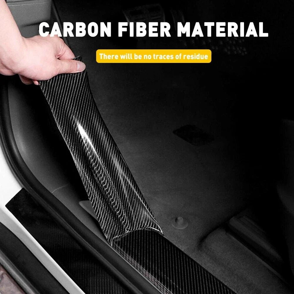 Carbon Vinyl Door Sill Scuff Sticker Protector for Universal Fit (10x300cm)