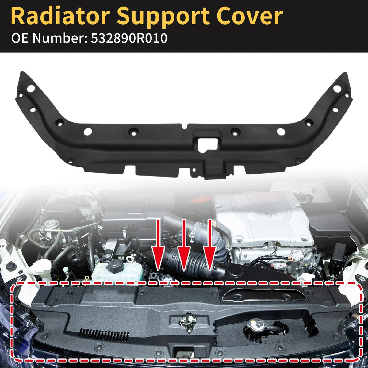 Radiator Support Cover for Toyota RAV4 2006–2012 No. 532890R010