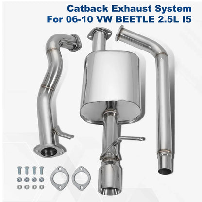 3.5" Round Tip Oval Muffler Catback Exhaust for 2006–2010 VW Beetle