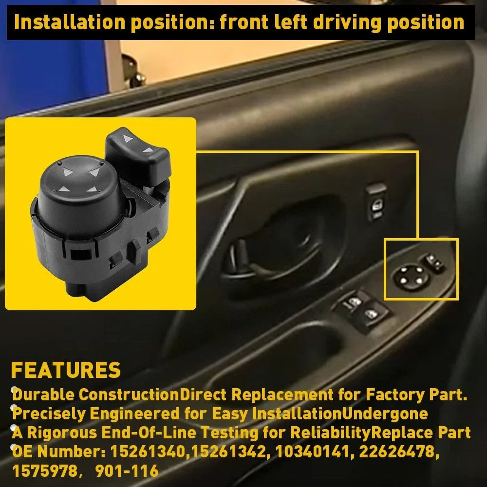 LH Mirror Control Switch for Chevy Impala HHR (2000-2015)