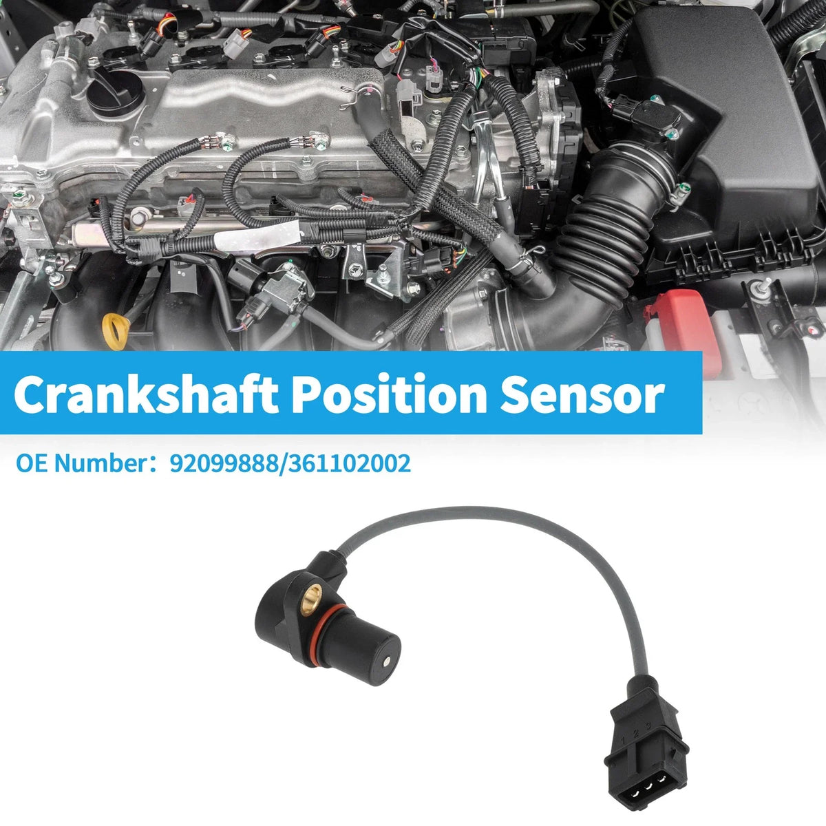 Crankshaft Position Sensor for Buick Sail 1.6L (No. 92099888) 1 Pc Black