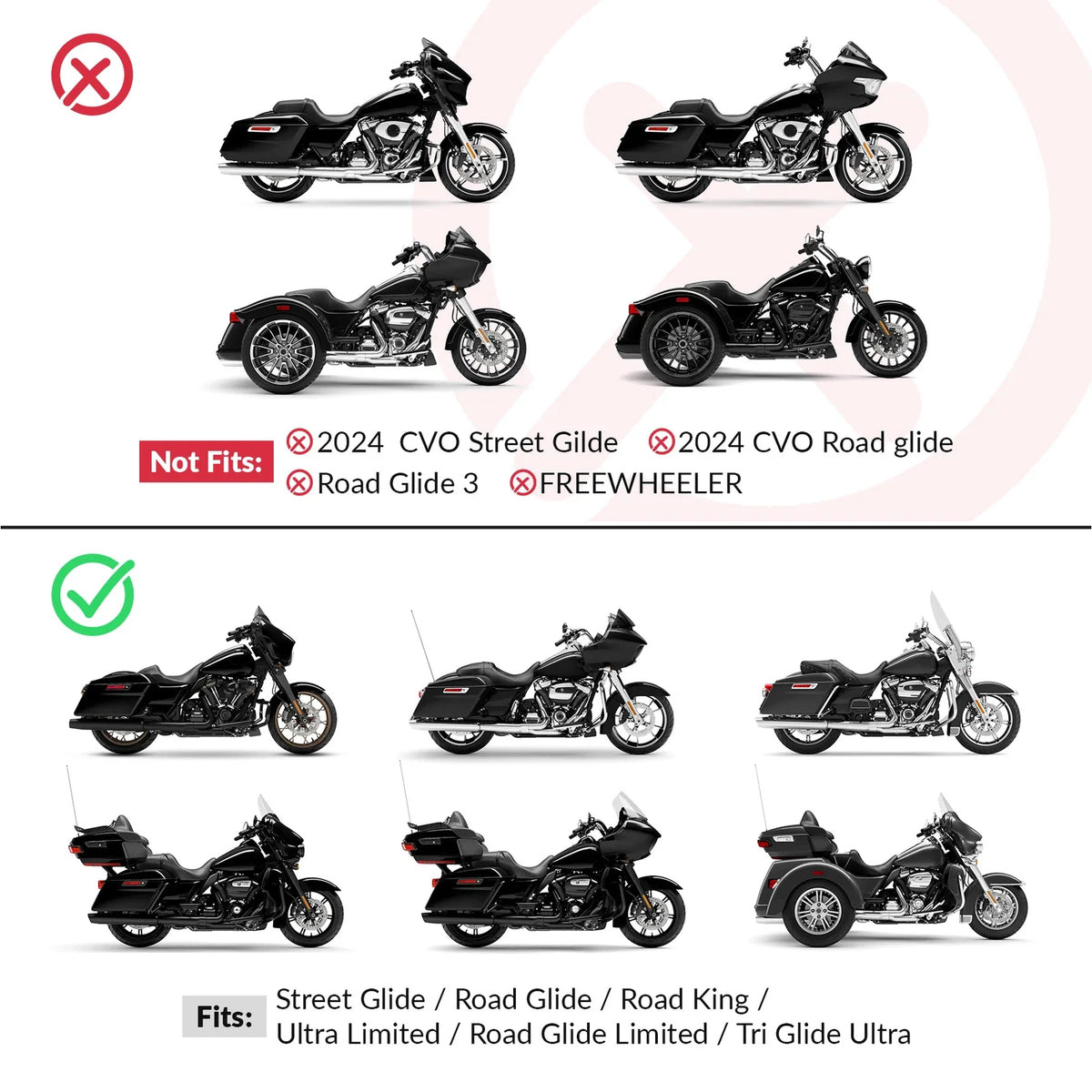 Driver Passenger Seat & Backrests for Harley CVO Road Street Glide (2014–2023)