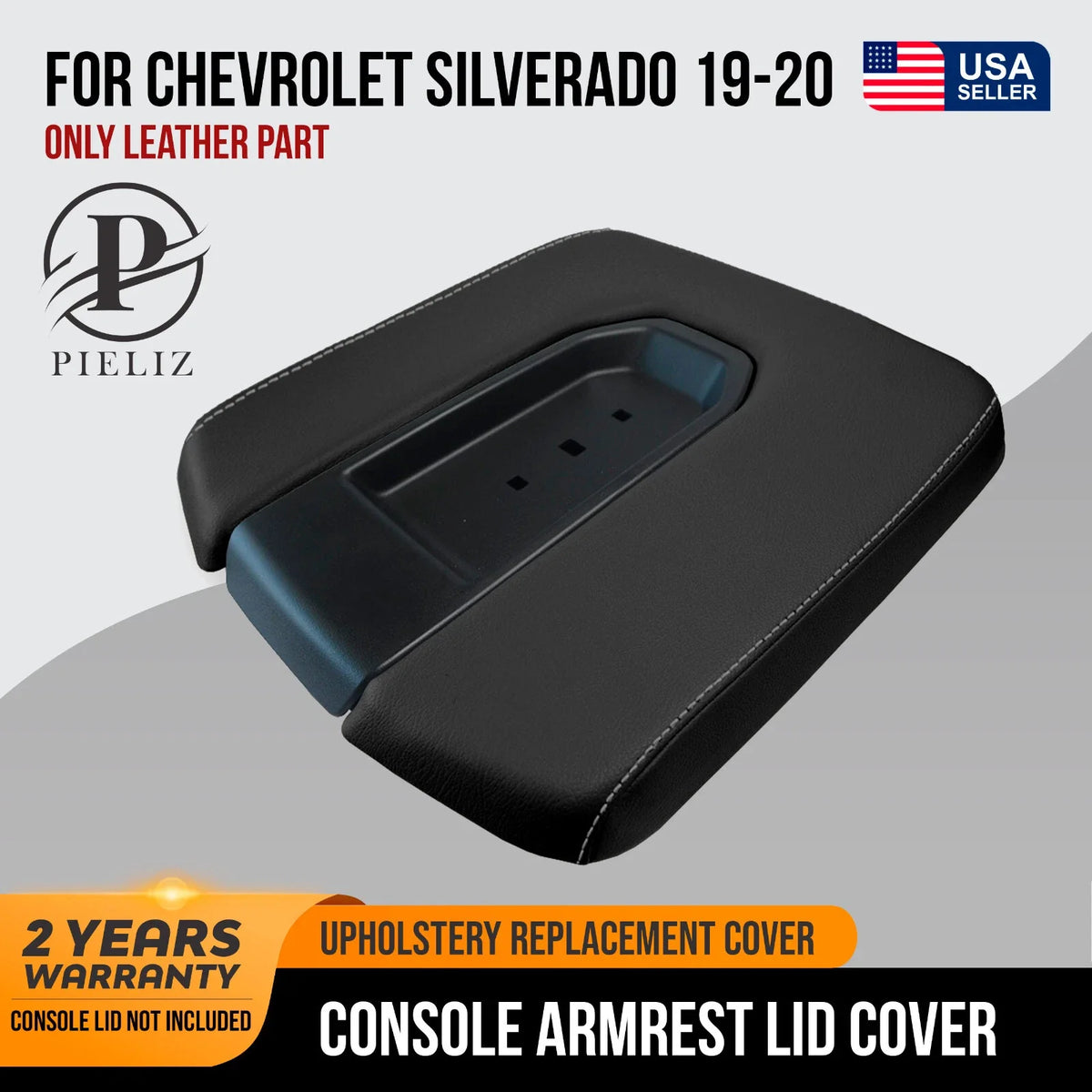 Leather Console Lid Bench Seat Cover for Chevrolet Silverado (2019–2020)