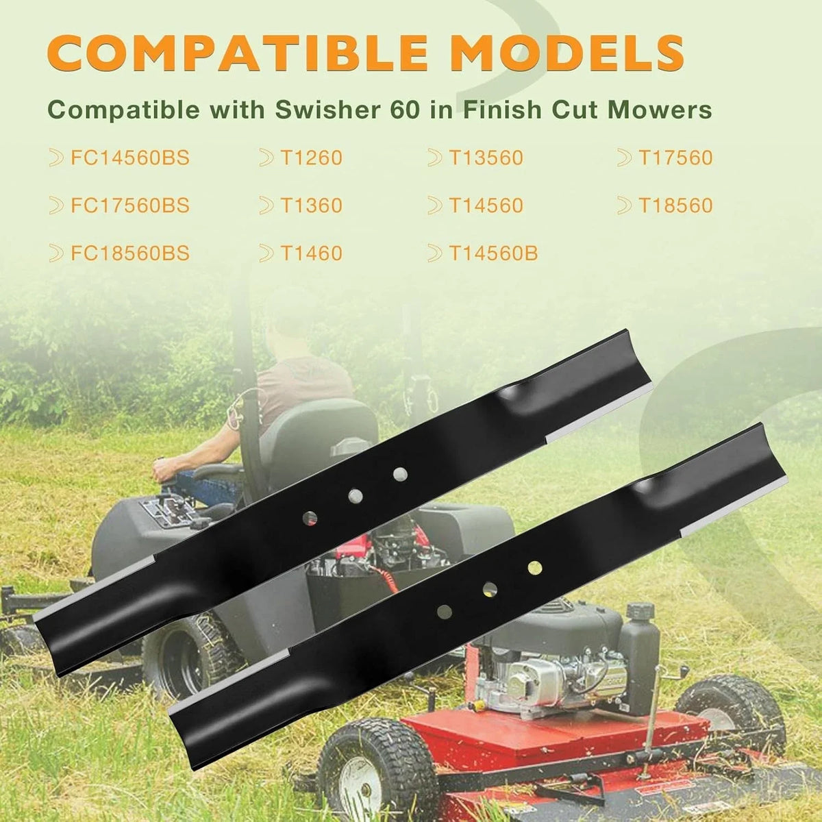 122" Belt and Set of 2 Blades for Swisher Finish Cut Mowers