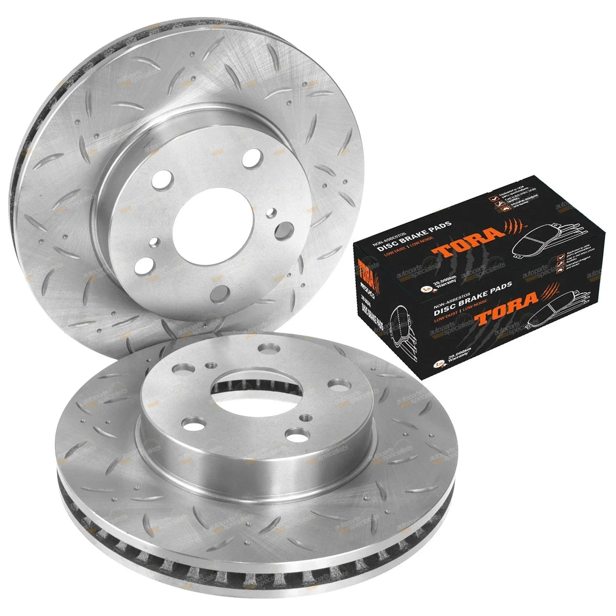 Front Brake Rotors + Pads, Dimpled and Slotted for Hilux (2008-2016)