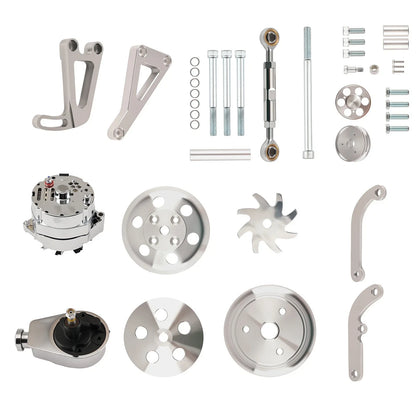 Chrome Small Block Power Assembly Kit for Chevy 1973-1989, 1969-1987