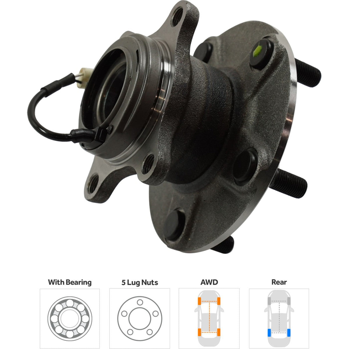 Wheel Hubs for Suzuki SX4 (2007–2013) Rear Left & Right with Bearing & Sensor