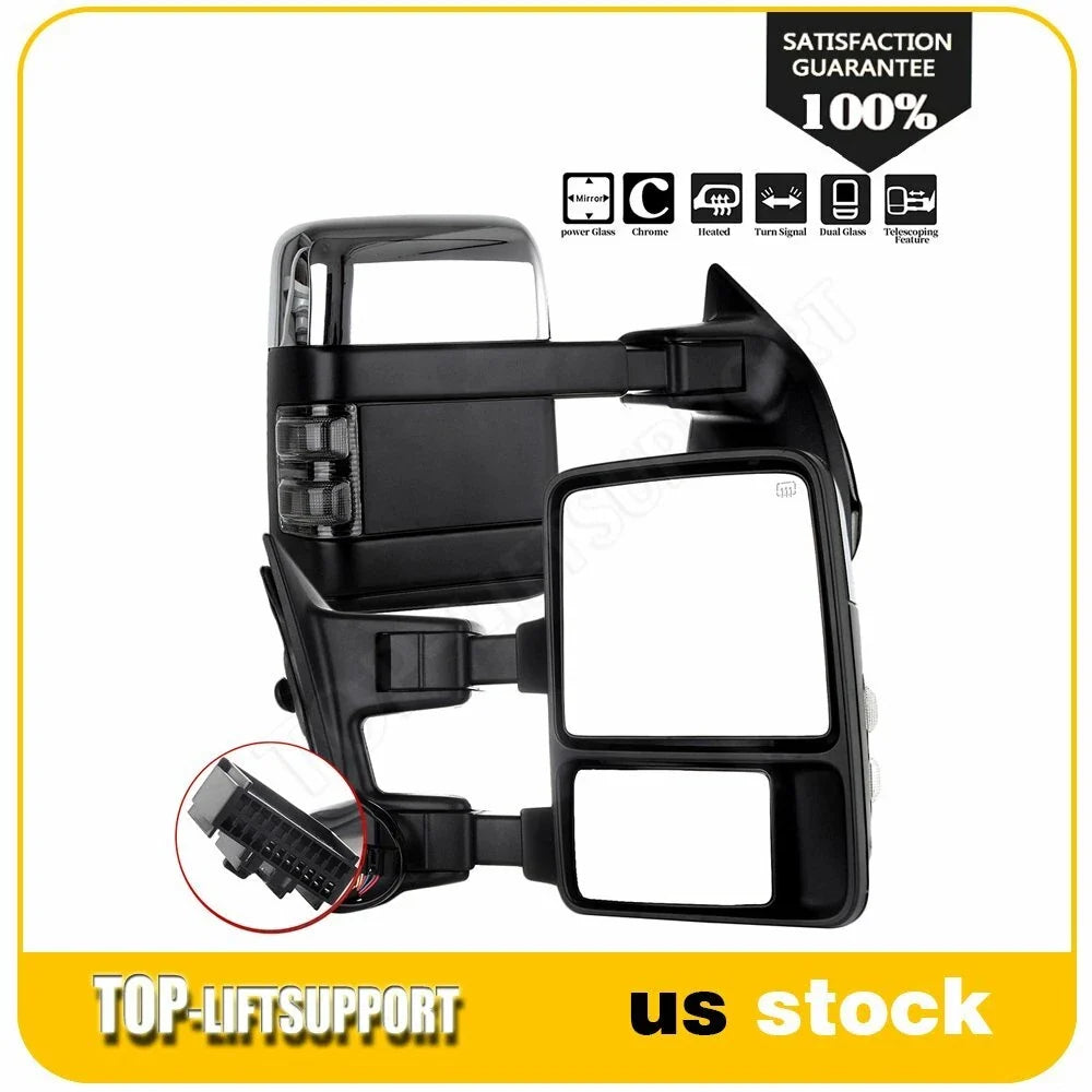 Chrome Tow Mirrors for Ford F250 F350 F450 F550 (2008–2016)