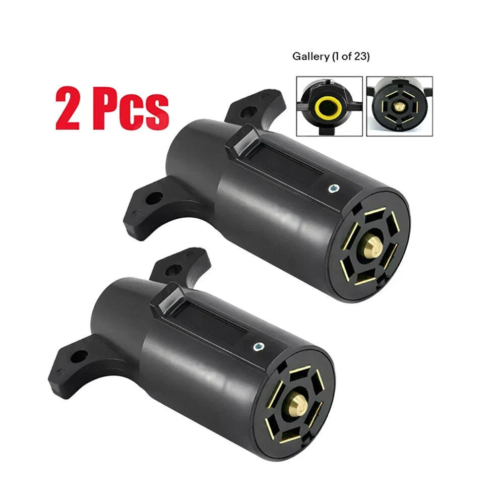 7 Way Round RV Trailer Light Connector Plug Replacement End Blade Pin