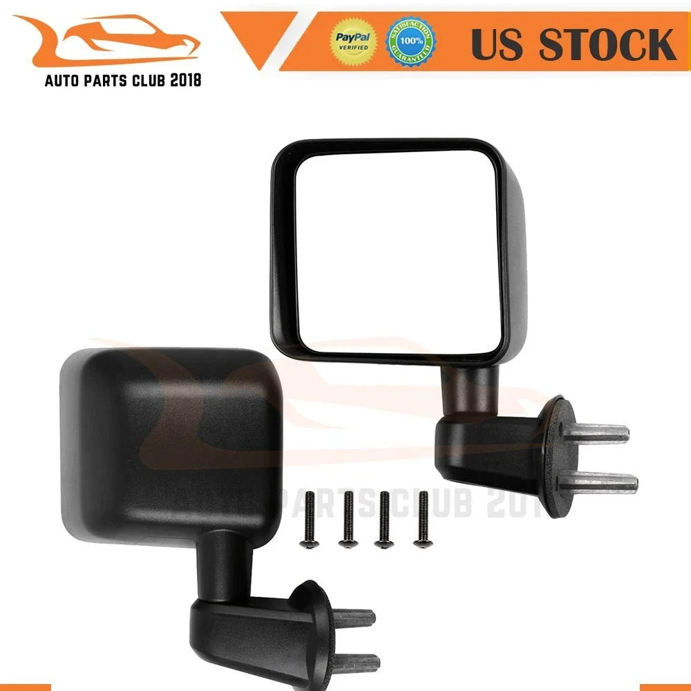 Manual Fold Side View Mirrors Cover Pair for Jeep Wrangler (2007–2017)
