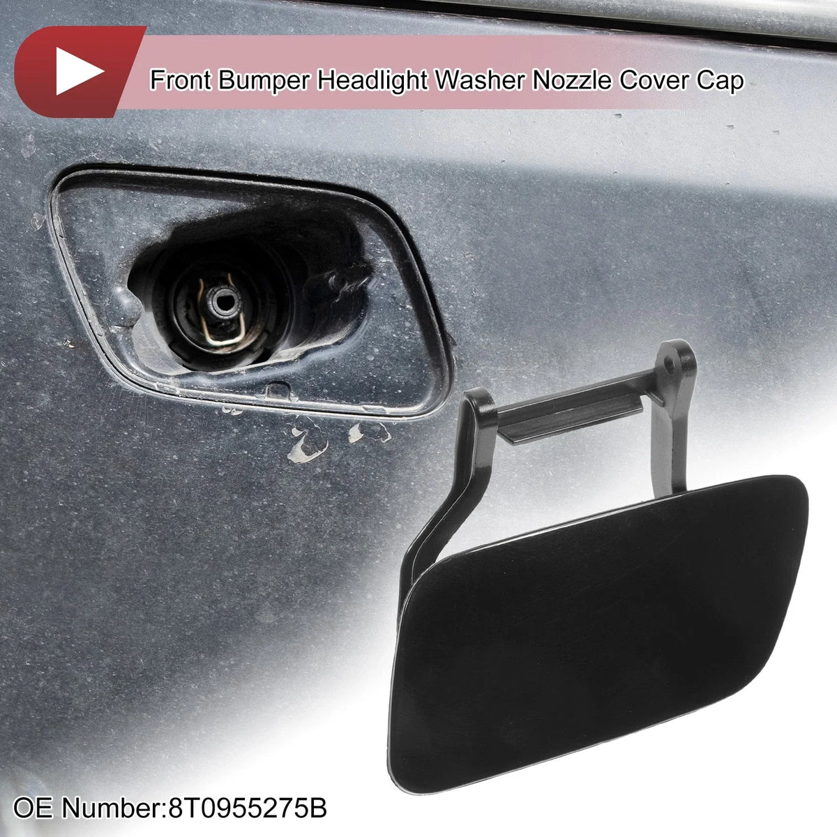 Front Left Washer Nozzle Cover Cap No. 8T0955275B for Audi A5 (2012–2017) Black