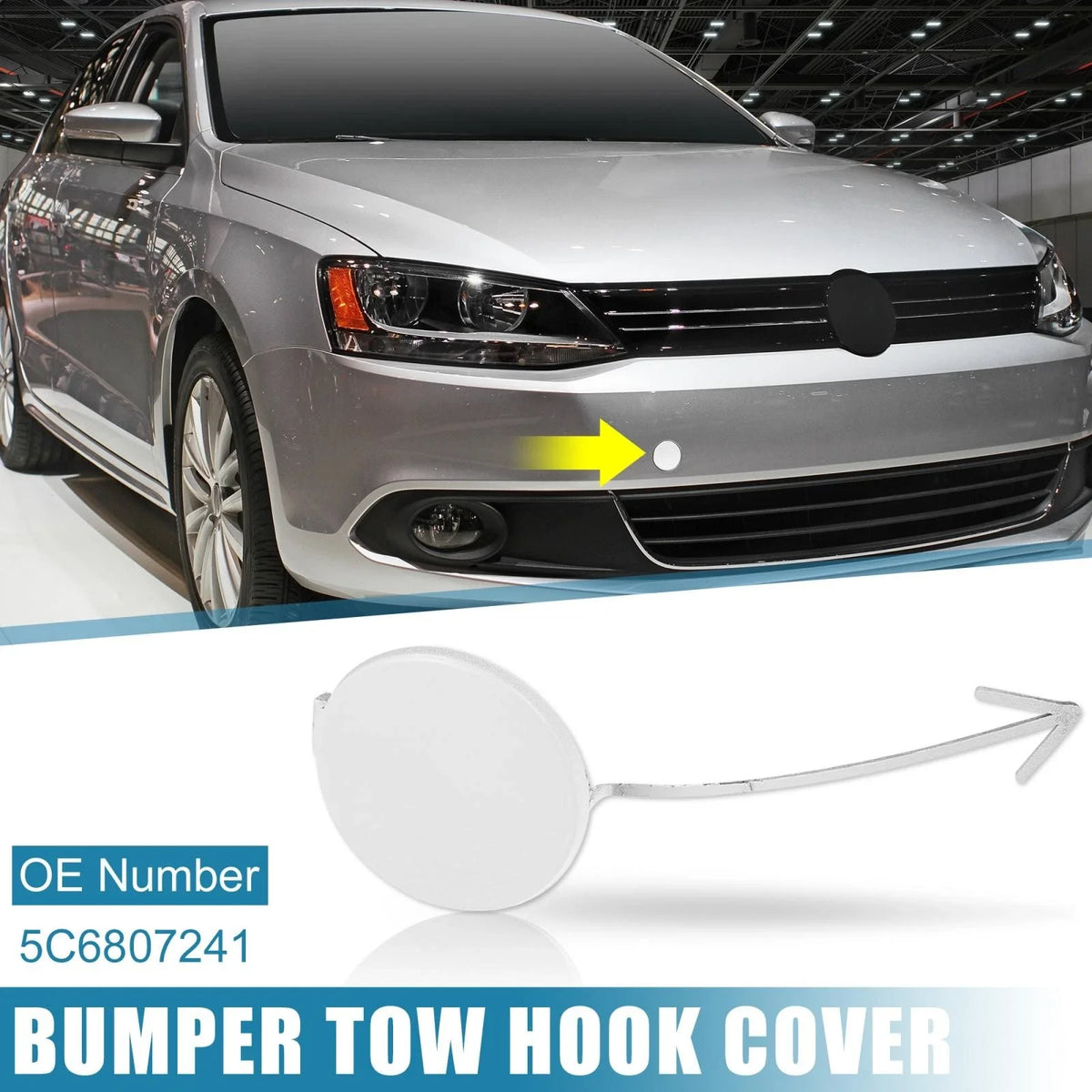 White Front Bumper Tow Hook Cover 5C6807241 for Volkswagen Jetta (2012–2014)