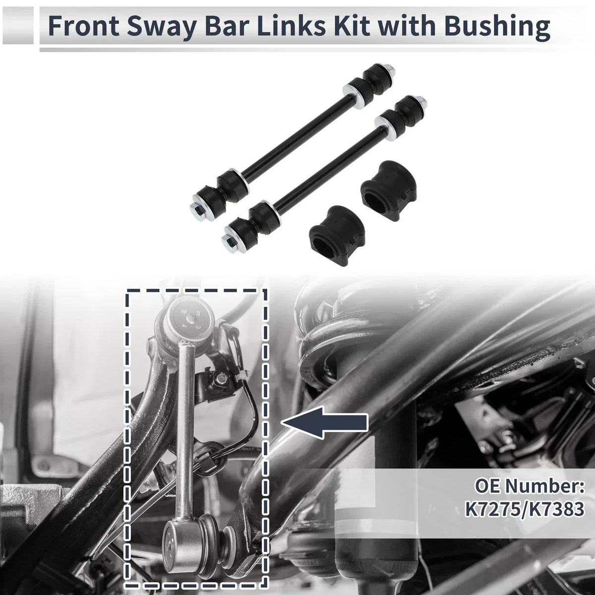 Front Stabilizer Links 2 Pcs Bushing for Dodge Ram 1500 2002-2023
