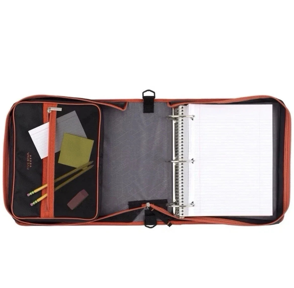 3" Zipper Binder for Five Star (Black and Red)