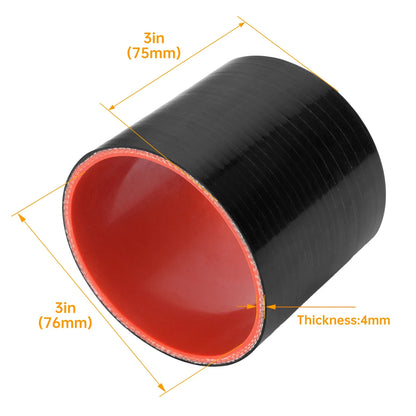 3 Inch Intercooler Silicone Coupler Pipe & T-Bolt Clamp Set