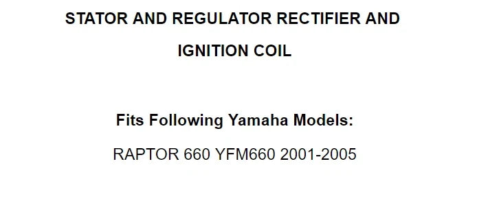 Ignition Coil Rectifier Stator Regulator for Yamaha Raptor 660 (2001-2005)