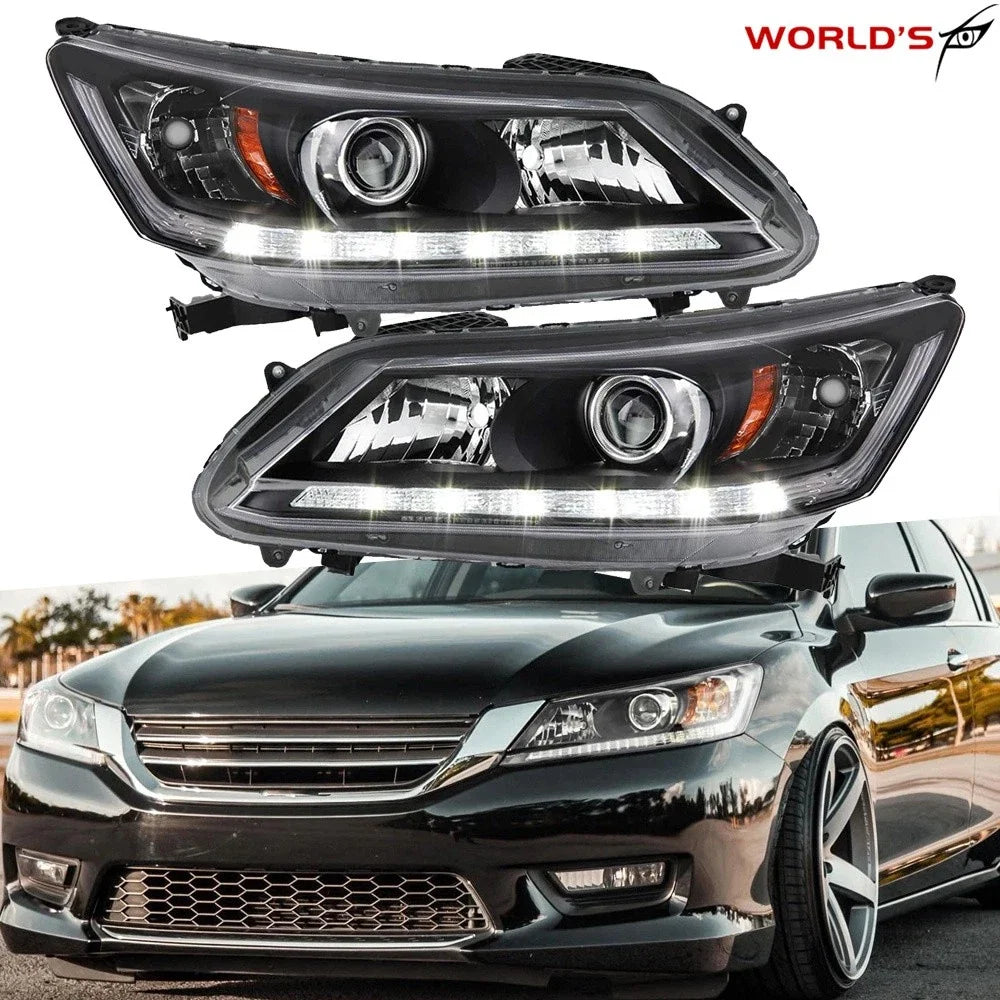 Set of 2 LED DRL Halogen Headlights for Honda Accord (2013–2015)